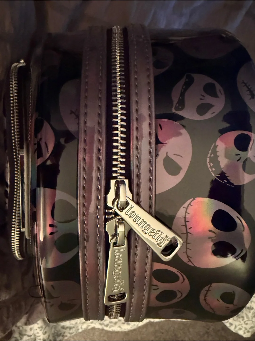 Loungefly Black Holographic Jack Skellington Mini Backpack